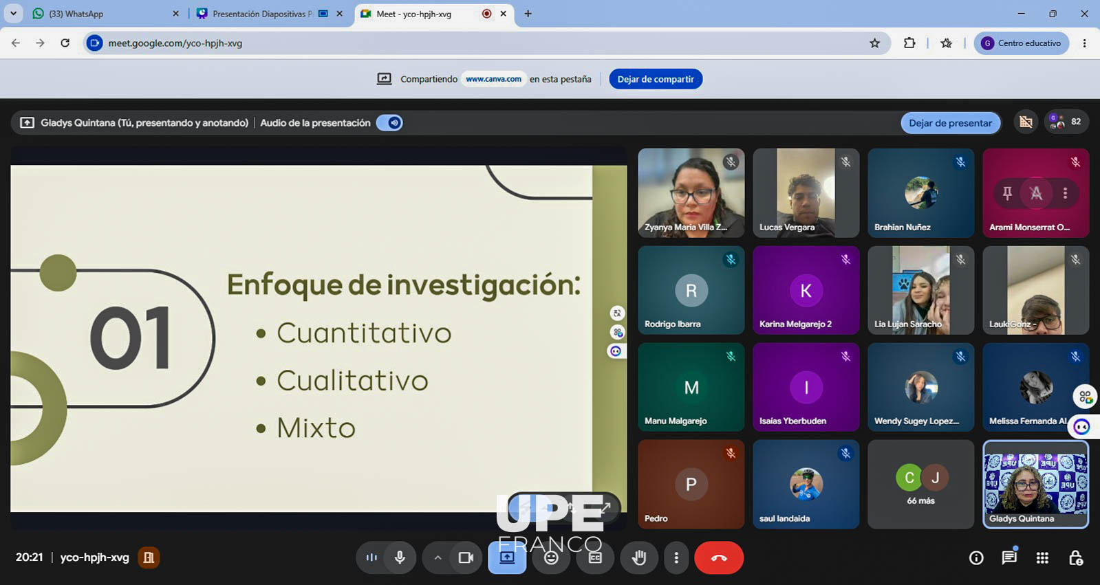 UPE Franco y UABC de México desarrollaron Clase Espejo Internacional sobre Metodología de la Investigación